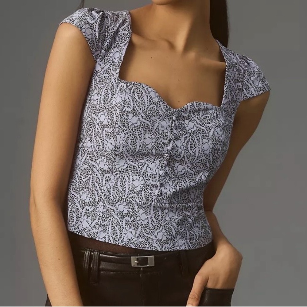 Anthropologie Cecily Fit & Flare Sweetheart top Size L
